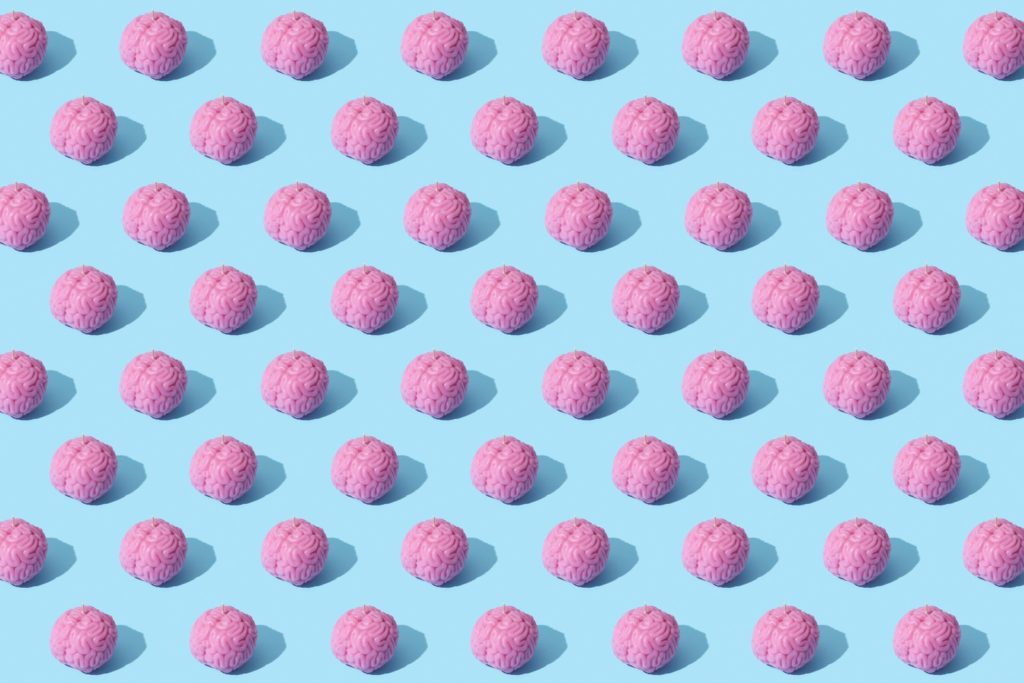 Is Keto Bad for Your Brain? Photograph of Pink Brains on a Blue Surface